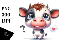 Baby Cow Expressive Thoughtful Clipart Product Image 1