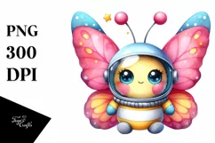 Funny Butterfly Astronaut Helmet | Sublimation Clipart Product Image 1