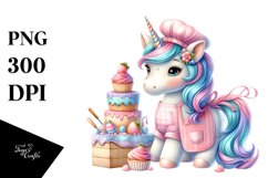 Colorful Baby Unicorn with Baker&#039;s Apron PNG Product Image 3