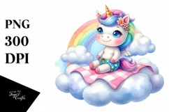 Baby Unicorn Beach Towel on Cloud | Sublimation | Clipart Product Image 3