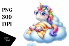 Baby Unicorn Beach Towel Sublimation | Clipart Product Image 1
