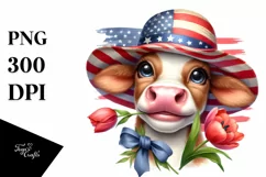 Cow Portrait Usa Flag Clipart Product Image 3