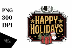 Retro Happy Holidays Clipart PNG Product Image 5