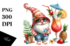 Cute Gnome Drinking Cocktail, PNG Product Image 1