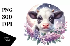 Smiling Highland Cow Floral Frame | Sublimation Clipart Product Image 3