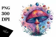 Magical Celestial Astral Mushroom Watercolor Splash Product Image 3
