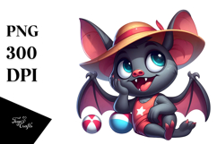 Silly Bat with Beach Wear and Playful Curiosity, PNG Product Image 1