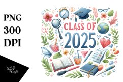 Class of 2025 Watercolor Elements Dove Clipart Product Image 1