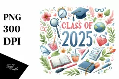 Class of 2025 Watercolor Elements Dove Clipart Product Image 1