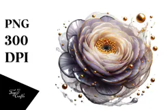 Golden Watercolor Flower PNG Product Image 1