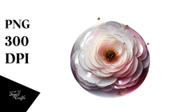 Abstract Ranunculus with Glossy Finish, Artistic PNG Product Image 1