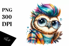 Baby Owl Posing, Cool Haircut PNG Product Image 3