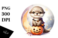 Cute Baby Otter Halloween PNG Product Image 1