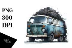 Vintage Dirty Van with Balloons PNG Product Image 3