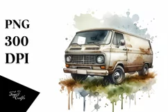 Vintage Dirty Van with Balloons PNG Product Image 1