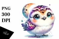 Colorful Baby Ptarmigan with Moon | Clipart Product Image 3