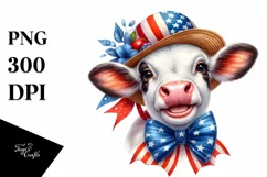 Cow Portrait Sun Hat USA Flag Colors Product Image 1