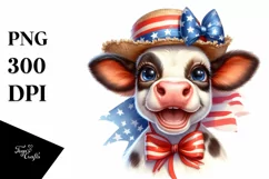 Cow Portrait Sun Hat USA Flag Colors Product Image 3