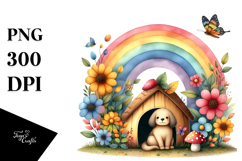 Colorful Fruit House with Dog Clipart Product Image 1