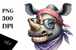 Rhino Big Eyes Bandana es Clipart Product Image 1