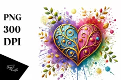Colorful Heart on Wood PNG Product Image 1
