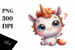 Expressive Baby Face Unicorn PNG Product Image 1