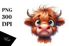 Expressive Baby Face Highland Cow, Transparent PNG Product Image 3