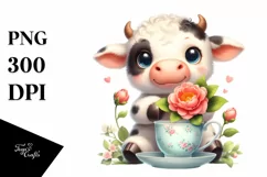 Smiling Highland Cow Camellia Cup | Sublimation Clipart Product Image 1