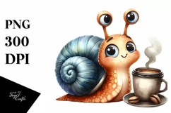 Funny Cute Snail Holding Cup of Coffee Product Image 1