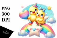 Duck Sitting on Star with Heart Sunglasses, PNG Product Image 1
