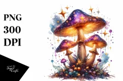 Shiny Magical Mushroom Watercolor Splash PNG Product Image 3