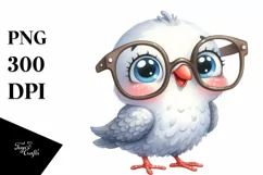 Funny Watercolor Baby Dove Clipart Product Image 1