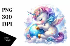 Colorful Baby Unicorn with Magic Orb PNG Product Image 3