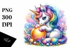 Colorful Baby Unicorn with Magic Orb PNG Product Image 3