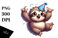 Silly Cartoon Sloth Dancing, Transparent PNG Product Image 1