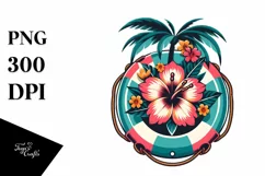 Retro Tropical Beach Buoy | Sublimation | PNG Clipart Product Image 1