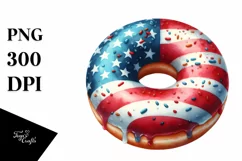 Vintage Donut USA Flag Watercolor Product Image 1