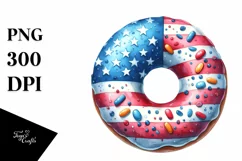 Vintage Donut USA Flag Watercolor Product Image 1