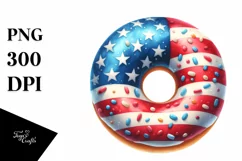 Vintage Donut USA Flag Watercolor Product Image 1