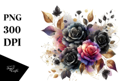 Colorful Black Roses Gold Insertions | Clipart Product Image 1