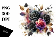 Colorful Black Roses Gold Insertions | Clipart Product Image 1