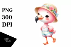 cute Baby Flamingo Dressed for Summer | Clipart Product Image 1