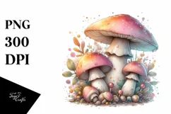 Shiny Wooden Stained Mushroom Watercolor Splash PNG Product Image 1
