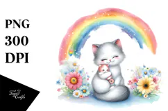 Baby Cat in Front of Rainbow PNG Product Image 1
