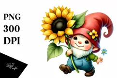 Baby GNOME with Big Hat, Sunflower PNG Product Image 1