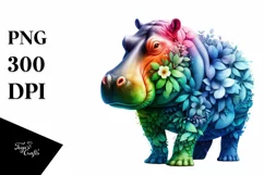 Abstract Vibrant Hippo, PNG Product Image 1