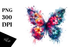 Half Flowers, Vibrant Butterfly | Sublimation Clipart Product Image 1