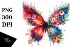Vibrant Butterfly Abstract Clipart Half Made of Flowers Product Image 3