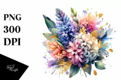 Abstract Bouquet with Hyacinth in Gold Foil Clipart Product Image 3
