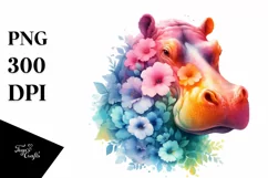 Vibrant Hippo Abstract Clipart Half Made of Flowers Product Image 3